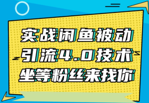 实战闲鱼被动引流4.0技术，坐等粉丝来找你，实操演示日加200+精准粉-旺裕资源站