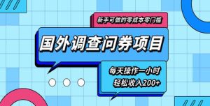 新手0成本0门槛可操作的国外调查问券项目，每天一小时轻松收入200+(无水印)-旺裕资源站