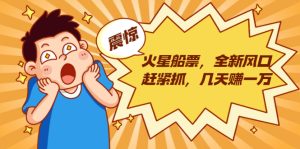 火星船票，全新风口赶紧抓，几天赚一万+摆地摊卖尾货月入一万（5个项目）-旺裕资源站