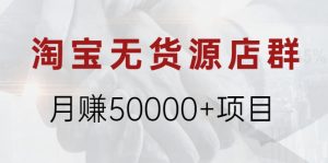 淘宝无货源店群月赚50000+项目，选品，上架，引流 详细操作教程！-旺裕资源站