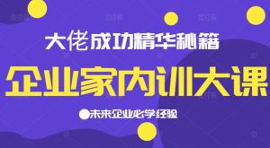 企业家内训大课，大佬成功精华秘籍首次揭秘，未来企业必学经验-旺裕资源站