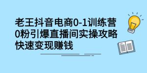 抖音电商0-1训练营，0粉引爆直播间实操攻略，快速变现赚钱-旺裕资源站
