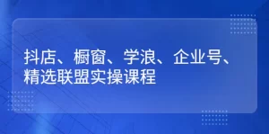抖店、橱窗、学浪、企业号、精选联盟实操课程-旺裕资源站