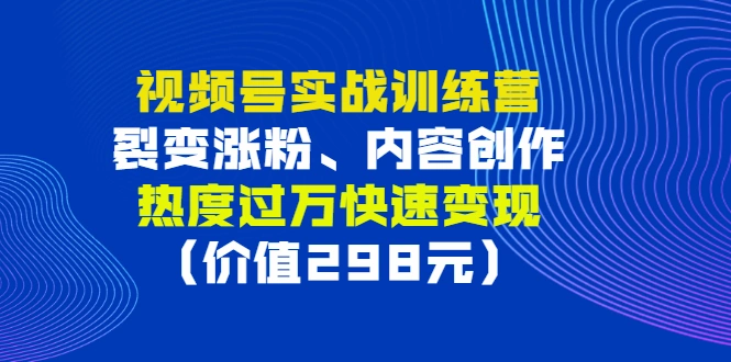 图片[1]-视频号实战训练营，裂变涨粉、内容创作、热度过万快速变现（价值298元）