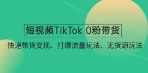 短视频TikTok 0粉带货：快速带货变现、打爆流量玩法、无货源玩法！-旺裕资源站